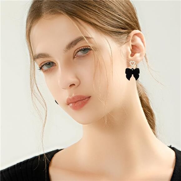 Velvet Drop Earrings – Unique Alloy & Fabric Design - Picture 2 of 5